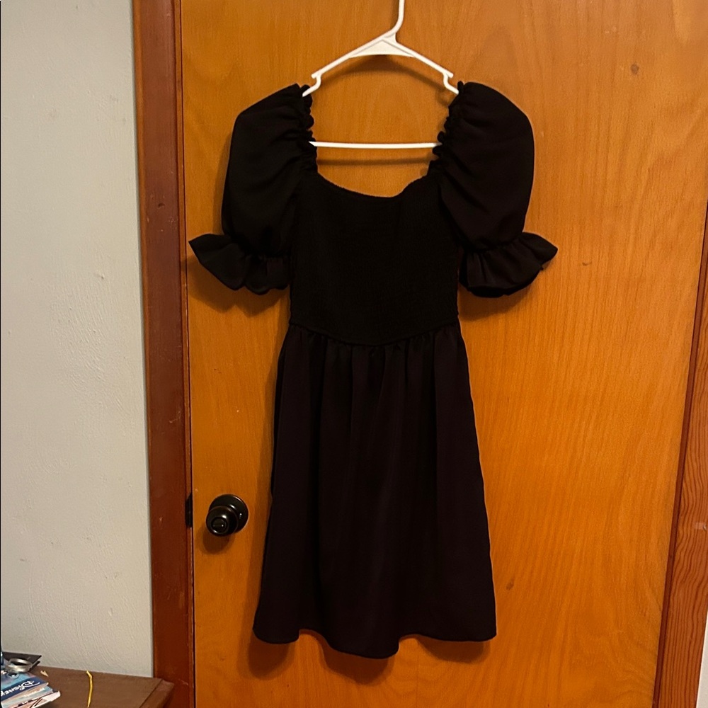 Amazon Black Puff Sleeve Mini Dress
